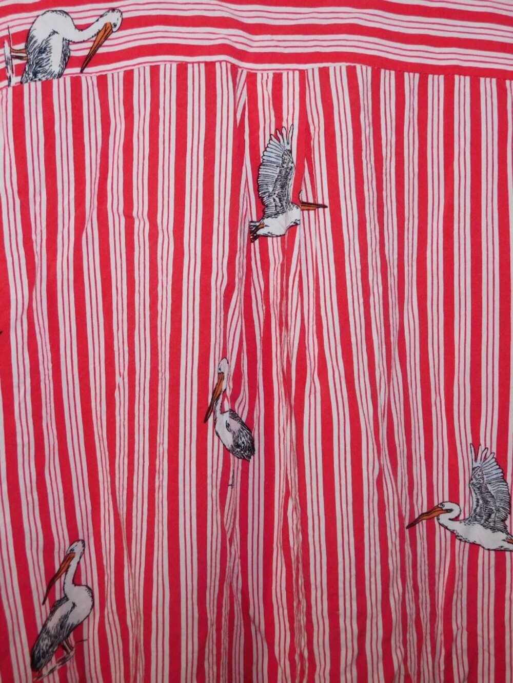 Mandee Red White Striped Heron Bird Print 3/4 Sleeve V neck Blouse Womens 2X - Picture 11 of 12